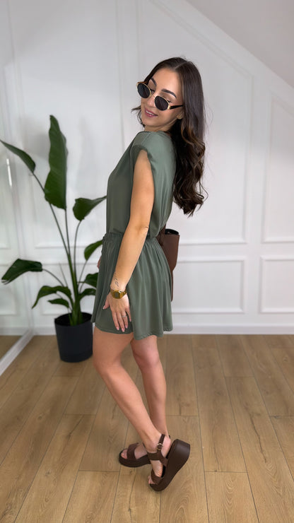 Komplet ZARA - spodenki i top z poduszkami KHAKI