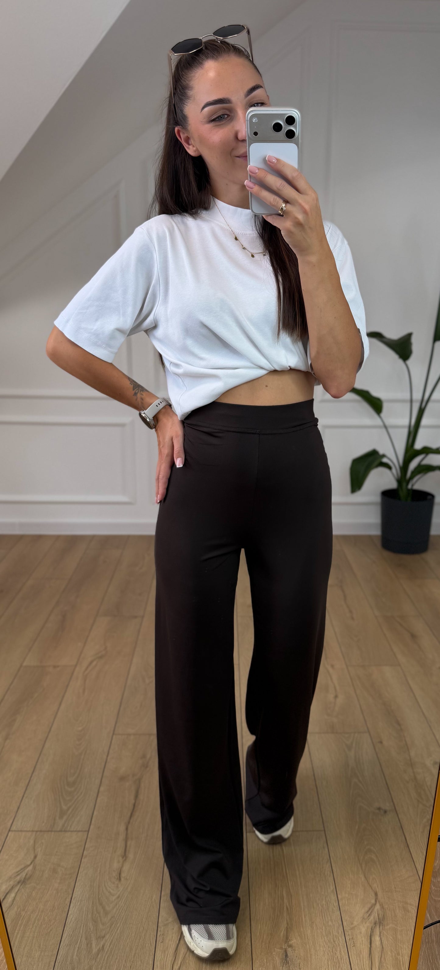 Legginsy LONGA — prosta nogawka czekoladowe