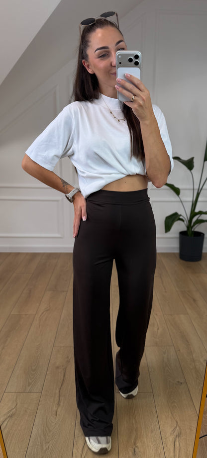 Legginsy LONGA — prosta nogawka czekoladowe