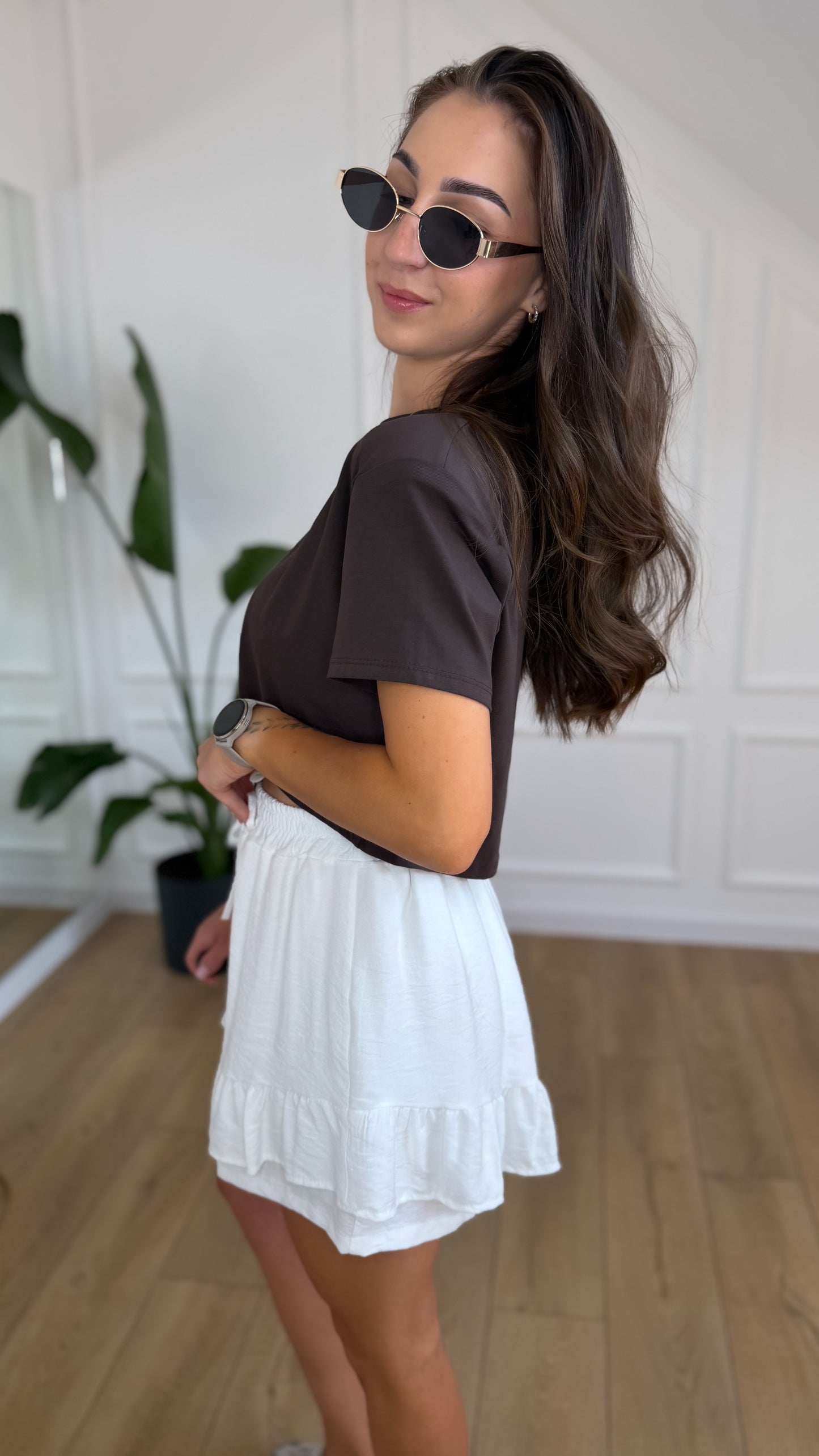 Top COCO - crop top z poduszkami CZEKOLADA