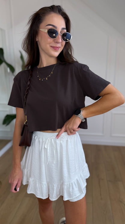 Top COCO - crop top z poduszkami CZEKOLADA