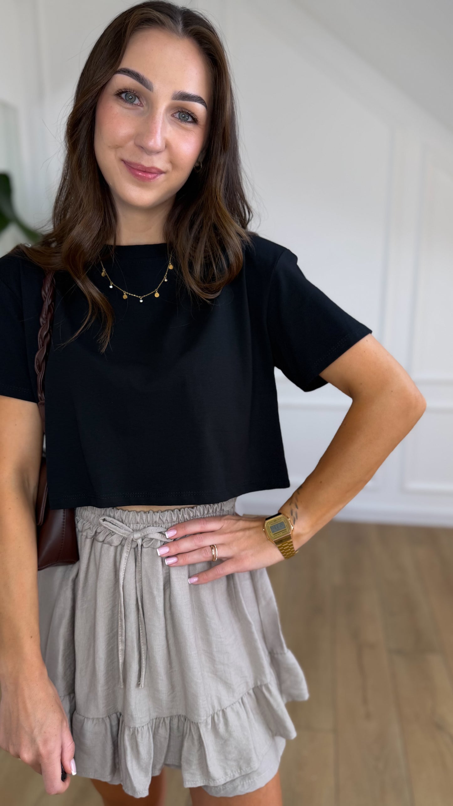Top COCO - crop top z poduszkami CZARNY