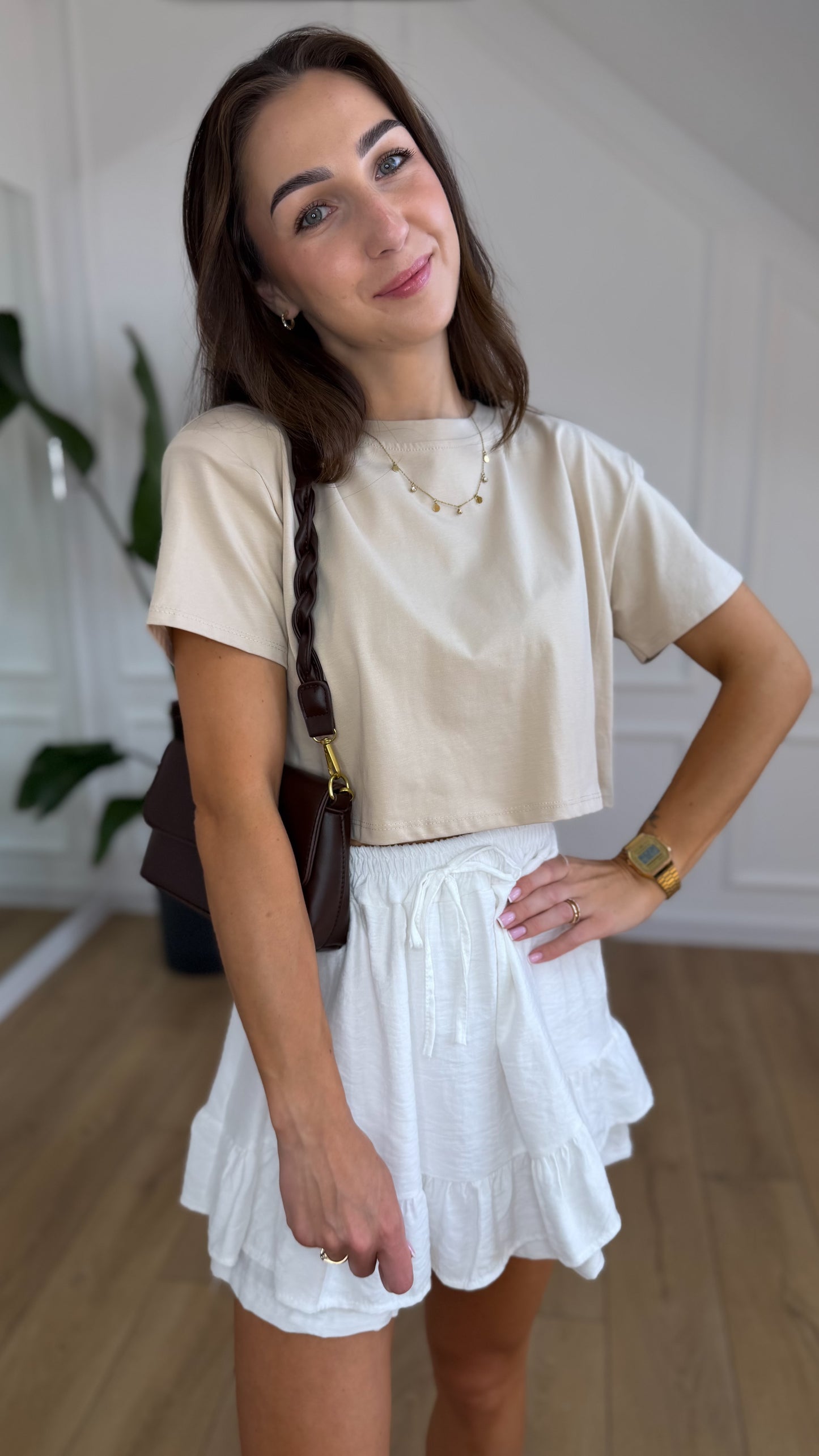 Top COCO - crop top z poduszkami BEŻ