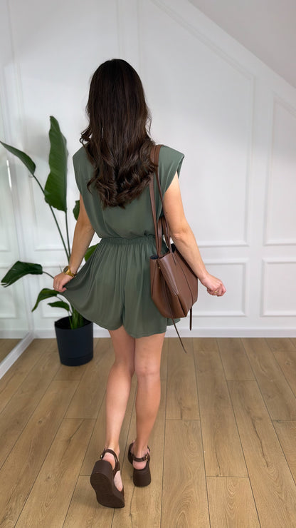 Komplet ZARA - spodenki i top z poduszkami KHAKI
