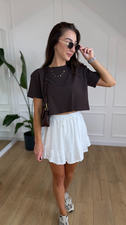 Top COCO - crop top z poduszkami CZEKOLADA