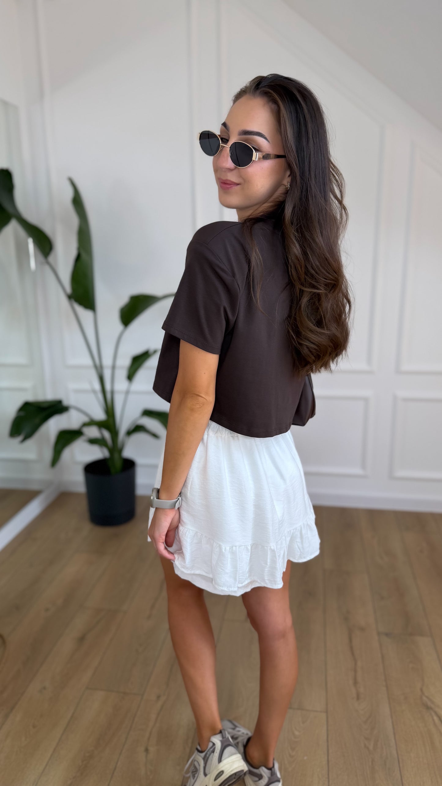 Top COCO - crop top z poduszkami CZEKOLADA