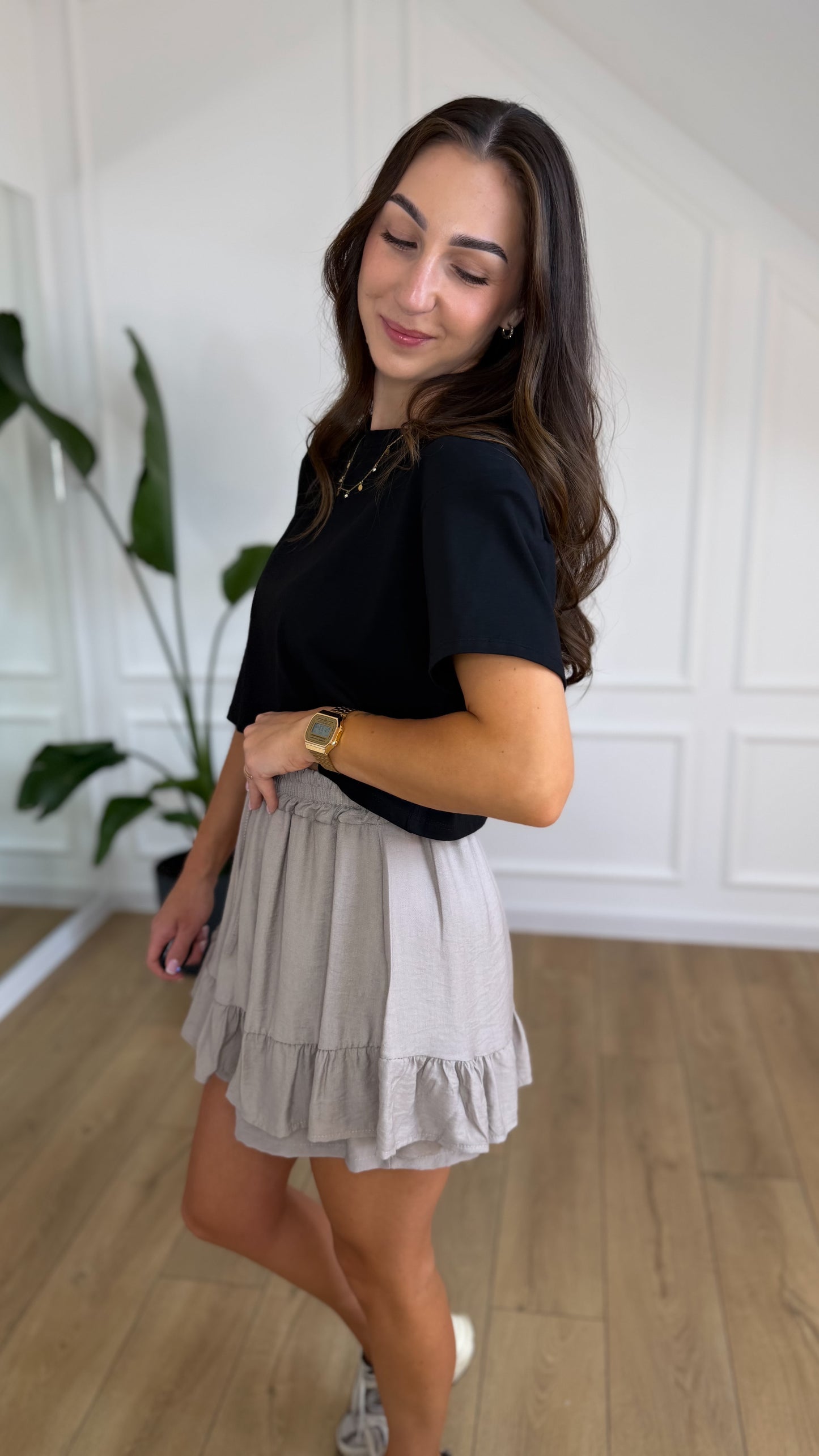 Top COCO - crop top z poduszkami CZARNY